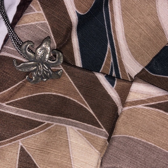 LARGE PLEATED BOW CHOCOLATE BROWN PURSE red floral inner - Picture 4 of 6